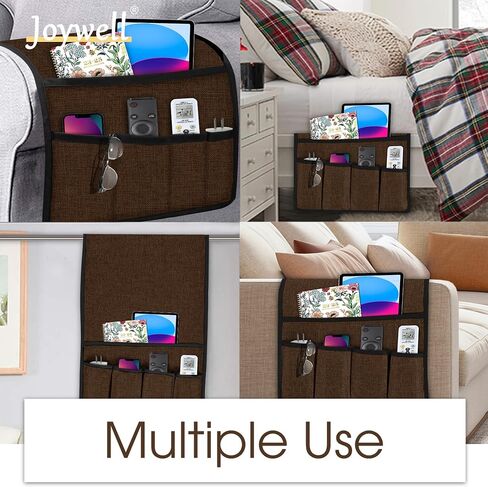 Joywell Sofa Armrest Organizer, Remote Control Holder for Recliner Couch, Arm Chair Caddy with 5 Pockets for Magazine, Tablet, Phone, iPad, Burgundy in Saudi Arabia