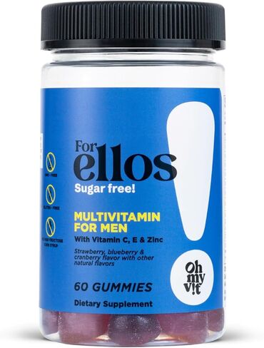 OH MY VIT! for Ellos Men’s Multivitamin Gummy with Vitamins C, E, and Zinc, Sugar Free Berry Flavor, 60 Count in Saudi Arabia