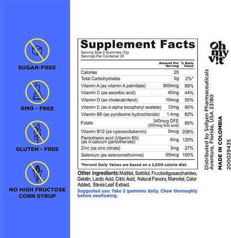 OH MY VIT! for Ellos Men’s Multivitamin Gummy with Vitamins C, E, and Zinc, Sugar Free Berry Flavor, 60 Count in Saudi Arabia