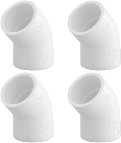 2way 1 بوصة 45 درجة تركيب الكوع PVC (NSF-pw)، تركيبات زاوية PVC من فئة الأثاث لأثاث البناء DIY SCH40 (4 عبوات) in Saudi Arabia