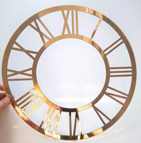 11.81 Inch (30cm) Gold Elegant Clock Face for Resin, Crafts, DIY, Round Mirror Clock Dial Plate with Roman Numerals, Resin Accessories in Saudi Arabia