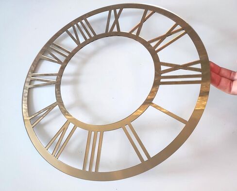 11.81 Inch (30cm) Gold Elegant Clock Face for Resin, Crafts, DIY, Round Mirror Clock Dial Plate with Roman Numerals, Resin Accessories in Saudi Arabia