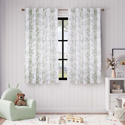 Vangao Linen Curtains Farmhouse Blue Curtain 84 Inches Long for Bedroom French Country Toile Back Tab Drapes Animal Printed Light Filtering Kids Window Treatment Curtains Set, 2 Panels in Saudi Arabia