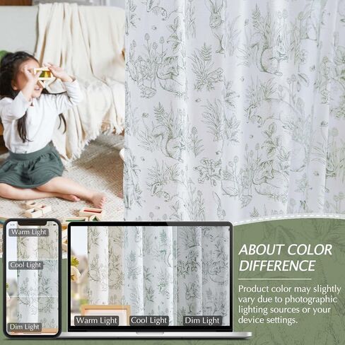 Vangao Linen Curtains Farmhouse Blue Curtain 84 Inches Long for Bedroom French Country Toile Back Tab Drapes Animal Printed Light Filtering Kids Window Treatment Curtains Set, 2 Panels in Saudi Arabia