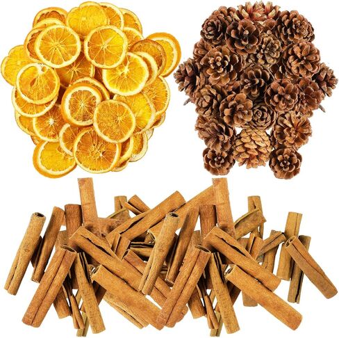 60 Pcs Christmas Tree Decorations Including 25 Dried Orange Slices 25 Natural Pine Cones 10 Cinnamon Sticks for Christmas Tree DIY Crafts Vase Filler Home Wedding Decorations Potpourri in Saudi Arabia