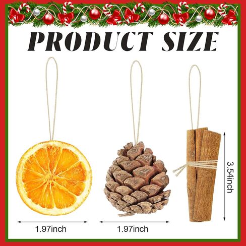 60 Pcs Christmas Tree Decorations Including 25 Dried Orange Slices 25 Natural Pine Cones 10 Cinnamon Sticks for Christmas Tree DIY Crafts Vase Filler Home Wedding Decorations Potpourri in Saudi Arabia