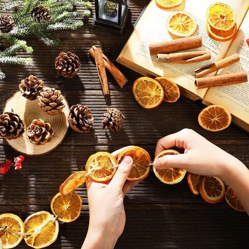 60 Pcs Christmas Tree Decorations Including 25 Dried Orange Slices 25 Natural Pine Cones 10 Cinnamon Sticks for Christmas Tree DIY Crafts Vase Filler Home Wedding Decorations Potpourri in Saudi Arabia