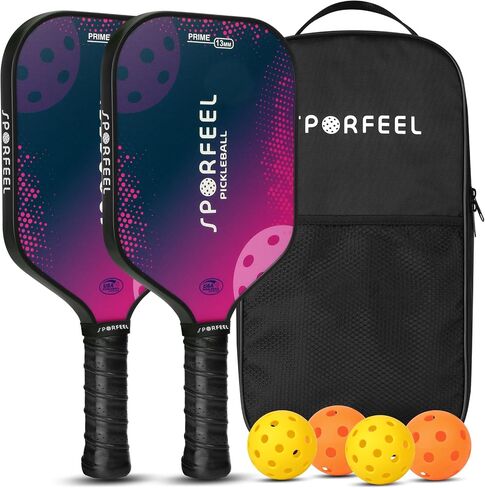 Pickleball Paddles, USAPA Approved Fiberglass Pickleball Paddle Sets, Indoor Outdoor Pickle Ball Sports Accessories, Pickle Ball Set for Men Women Beginners, Includes 4 Balls and 1 Bag in Saudi Arabia