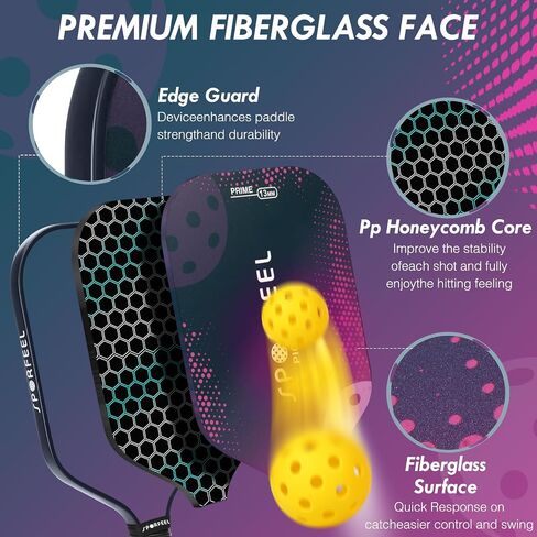 Pickleball Paddles, USAPA Approved Fiberglass Pickleball Paddle Sets, Indoor Outdoor Pickle Ball Sports Accessories, Pickle Ball Set for Men Women Beginners, Includes 4 Balls and 1 Bag in Saudi Arabia