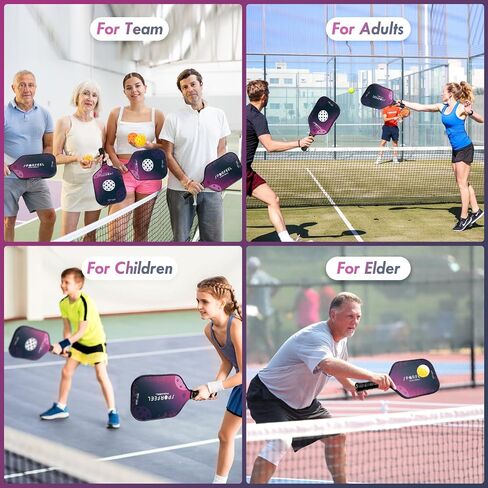 Pickleball Paddles, USAPA Approved Fiberglass Pickleball Paddle Sets, Indoor Outdoor Pickle Ball Sports Accessories, Pickle Ball Set for Men Women Beginners, Includes 4 Balls and 1 Bag in Saudi Arabia