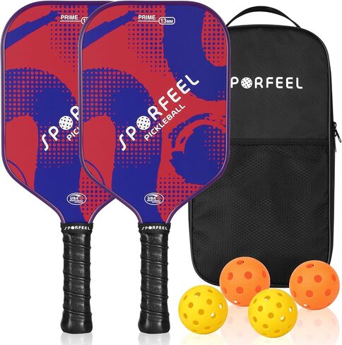 Pickleball Paddles, USAPA Approved Fiberglass Pickleball Paddle Sets, Indoor Outdoor Pickle Ball Sports Accessories, Pickle Ball Set for Men Women Beginners, Includes 4 Balls and 1 Bag in Saudi Arabia