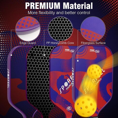 Pickleball Paddles, USAPA Approved Fiberglass Pickleball Paddle Sets, Indoor Outdoor Pickle Ball Sports Accessories, Pickle Ball Set for Men Women Beginners, Includes 4 Balls and 1 Bag in Saudi Arabia