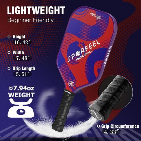 Pickleball Paddles, USAPA Approved Fiberglass Pickleball Paddle Sets, Indoor Outdoor Pickle Ball Sports Accessories, Pickle Ball Set for Men Women Beginners, Includes 4 Balls and 1 Bag in Saudi Arabia