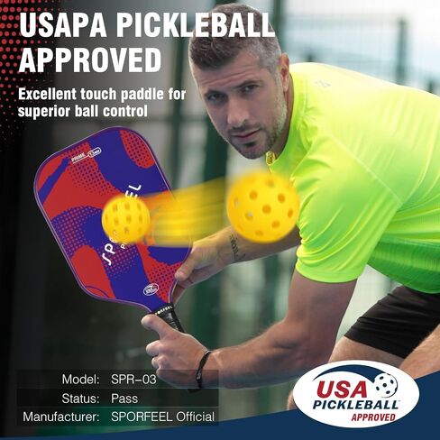 Pickleball Paddles, USAPA Approved Fiberglass Pickleball Paddle Sets, Indoor Outdoor Pickle Ball Sports Accessories, Pickle Ball Set for Men Women Beginners, Includes 4 Balls and 1 Bag in Saudi Arabia