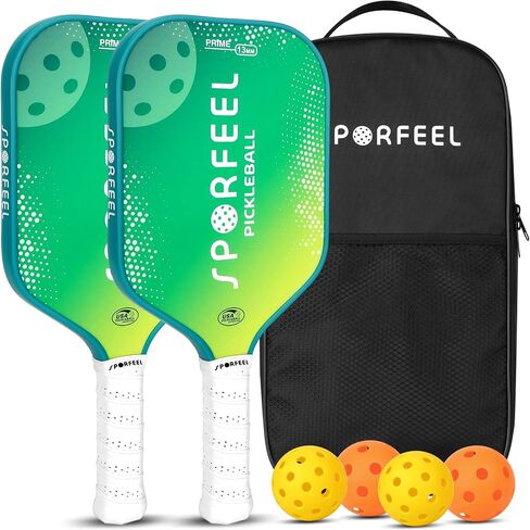 Pickleball Paddles, USAPA Approved Fiberglass Pickleball Paddle Sets, Indoor Outdoor Pickle Ball Sports Accessories, Pickle Ball Set for Men Women Beginners, Includes 4 Balls and 1 Bag in Saudi Arabia