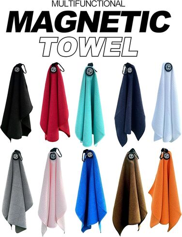 Magnetic Golf Towel with Clip, Microfiber Waffle Design - Industrial Strength Magnet for Strong Hold to Golf Bags, Carts & Clubs - Red in Kuwait