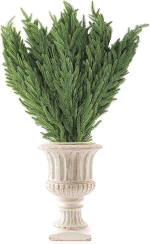 12 Pieces Christmas Norfolk Pine Branch 36 Inch Norfolk Pine Stems Artificial Norfolk Christmas Greenery Plants DIY Crafts Faux Pine Branches for Xmas Home Decor Garland Wreath Craft in Saudi Arabia