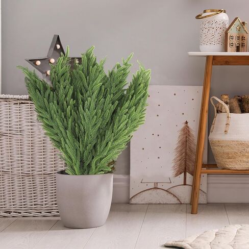 12 Pieces Christmas Norfolk Pine Branch 36 Inch Norfolk Pine Stems Artificial Norfolk Christmas Greenery Plants DIY Crafts Faux Pine Branches for Xmas Home Decor Garland Wreath Craft in Saudi Arabia