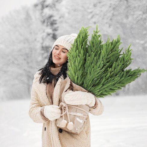 12 Pieces Christmas Norfolk Pine Branch 36 Inch Norfolk Pine Stems Artificial Norfolk Christmas Greenery Plants DIY Crafts Faux Pine Branches for Xmas Home Decor Garland Wreath Craft in Saudi Arabia