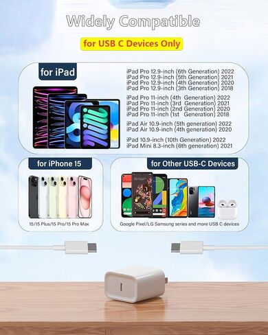 USB C Charger Block for Apple Watch,30W GaN USB-C Fast Charging Power Adapter Plug Brick Cube Compatible with iWatch Series Ultra/9/8/7/6/SE/SE2/5/4/3/2 and Compatible with iPhone iPad in Saudi Arabia