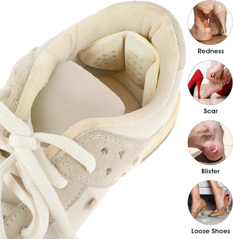 Heel Pads for Shoes Too Big, 4Pcs Mesh Adhesive Heel Grips Inserts for Boots, Loose Shoes, Reusable Heel Heel Cushion Pads for Women Men, Anti Blister Shoe Liners Heel Protectors(Black&Nude) in Saudi Arabia