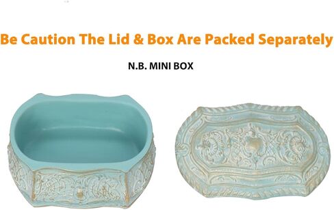 صندوق خواتم عتيقة أقراط عتيقة منظم حلية على طراز الفن الحديث صندوق تخزين مستطيل مزخرف مرسومة يدويًا مع غطاء زهور منقوش محيطي هدية فريدة للعائلة (أخضر) in Kuwait