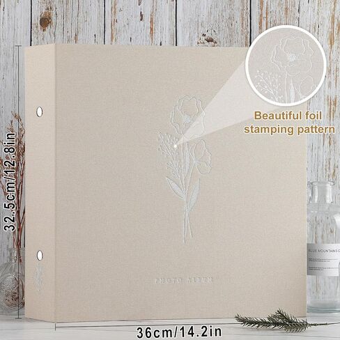 Lanpn Photo Album 12x12 100 Photos, Exquisite Linen Photo Book Sets, Each Album Holds 12 x 12 100 horizontal and vertical Pictures for Kids Boy Girls (Black) in Saudi Arabia