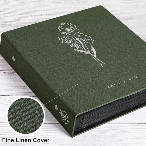 ألبوم صور Lanpn مقاس 12 × 12 100 صورة، مجموعات كتب صور رائعة من الكتان، كل ألبوم يحمل 12 × 12 100 صورة أفقية وعمودية للأطفال الأولاد والبنات (أسود) in Kuwait