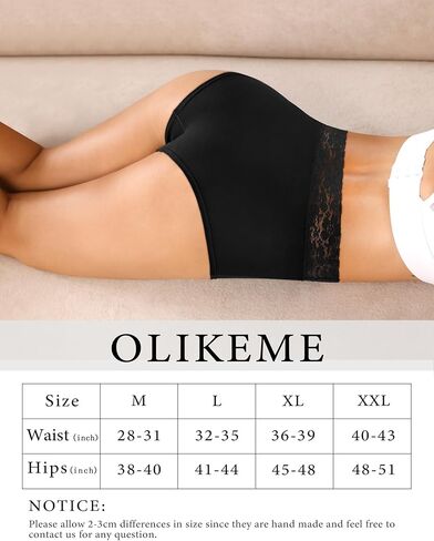 OLIKEME Womens High Waisted Underwear Cotton Bikini Panties Hispter No Show Soft Stretch Breathable Lace Panties 3 Pack in Kuwait