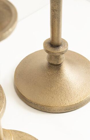 Kate and Laurel Lahari Vintage Three-Piece Taper Candle Holder Set, Set of 3, Antique Brass, Metal Cast Aluminum Candlestick Holders for Dining Table or Fireplace Mantel Display in Saudi Arabia