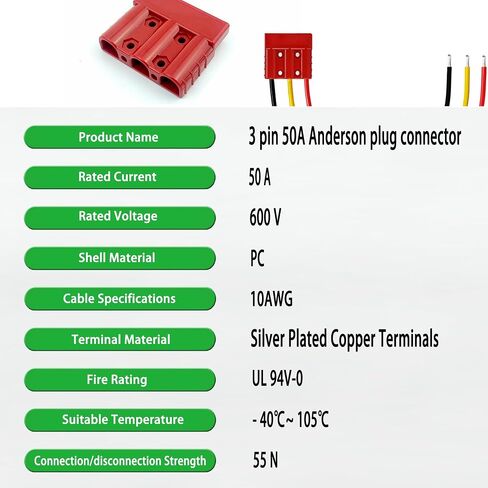 50A Battery Quick Disconnect Connector Battery Cable Connector Plug 10AWG Battery Quick Disconnect Harness Plug Kit for connecting automobile, heavy duty truck air or other equipment. in Kuwait