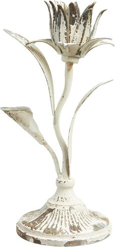 حامل شموع زهرة اللوتس الأبيض المتعثرة من SOFE، حاملات شموع مزرعة ريفية للشموع المدببة، حامل عصي الشموع الحديدية ديكور لغرفة المعيشة، غرفة الطعام، ديكور حامل شموع الموقد in Kuwait