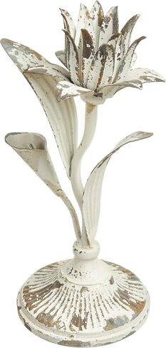 حامل شموع زهرة اللوتس الأبيض المتعثرة من SOFE، حاملات شموع مزرعة ريفية للشموع المدببة، حامل عصي الشموع الحديدية ديكور لغرفة المعيشة، غرفة الطعام، ديكور حامل شموع الموقد in Kuwait