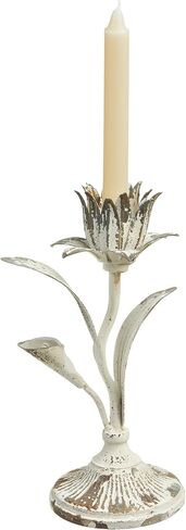 حامل شموع زهرة اللوتس الأبيض المتعثرة من SOFE، حاملات شموع مزرعة ريفية للشموع المدببة، حامل عصي الشموع الحديدية ديكور لغرفة المعيشة، غرفة الطعام، ديكور حامل شموع الموقد in Kuwait