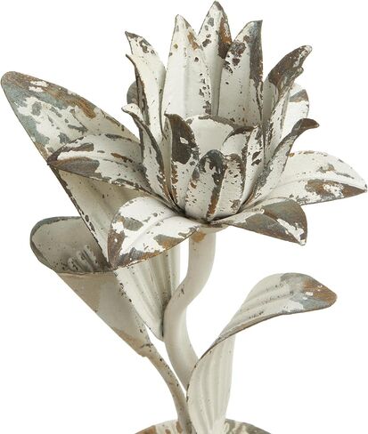 حامل شموع زهرة اللوتس الأبيض المتعثرة من SOFE، حاملات شموع مزرعة ريفية للشموع المدببة، حامل عصي الشموع الحديدية ديكور لغرفة المعيشة، غرفة الطعام، ديكور حامل شموع الموقد in Kuwait