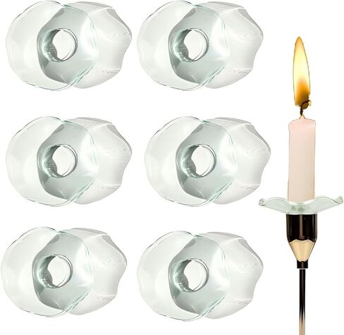 12 قطعة من شمع الشمع لشمعة Bobeches، واقيات تنقيط الشموع، واقي تنقيط الشمع، Bobeches لحاملي الشموع الزجاجية مع حافة مخددة (تصميم صدفي) in Kuwait