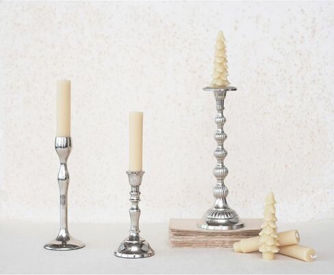 Creative Co-Op Metal Taper Holder, Silver Finish in Saudi Arabia