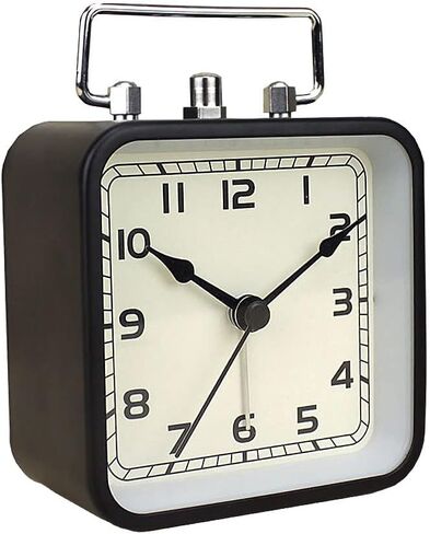 Battery Operated Alarm Clock with Square Metal Case, 3.6" Analog Quartz Small Clock with Snooze Non Ticking for Bedroom Desk Travel Kids in Saudi Arabia