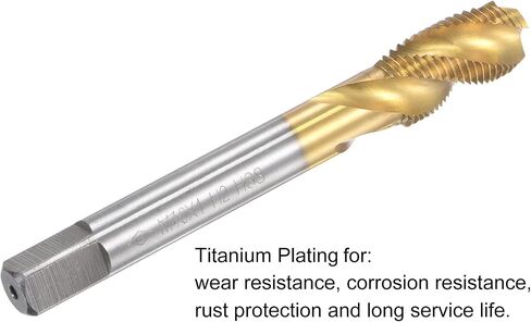 uxcell Spiral Flute Threading Tap M10 x 1.5, Metric HSS (High Speed Steel) Titanium Plated Machine Thread Screw Tap 3 Flutes Tapping Tool H2 Tolerance in Saudi Arabia