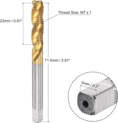 uxcell Spiral Flute Threading Tap M10 x 1.5, Metric HSS (High Speed Steel) Titanium Plated Machine Thread Screw Tap 3 Flutes Tapping Tool H2 Tolerance in Saudi Arabia