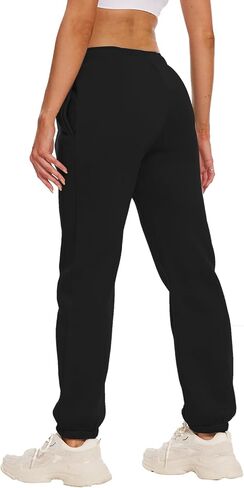 Women's High Waisted Sweatpants Fleece Fabric Workout Active Baggy Joggers Pants Yoga Lounge Pants 2024 Fall Fashion in Saudi Arabia
