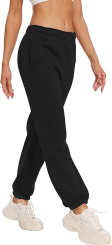Women's High Waisted Sweatpants Fleece Fabric Workout Active Baggy Joggers Pants Yoga Lounge Pants 2024 Fall Fashion in Saudi Arabia