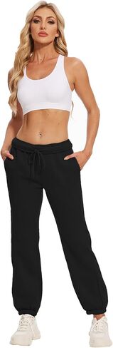 Women's High Waisted Sweatpants Fleece Fabric Workout Active Baggy Joggers Pants Yoga Lounge Pants 2024 Fall Fashion in Saudi Arabia