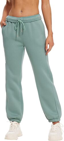 Women's High Waisted Sweatpants Fleece Fabric Workout Active Baggy Joggers Pants Yoga Lounge Pants 2024 Fall Fashion in Saudi Arabia