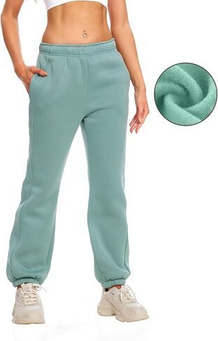 Women's High Waisted Sweatpants Fleece Fabric Workout Active Baggy Joggers Pants Yoga Lounge Pants 2024 Fall Fashion in Saudi Arabia