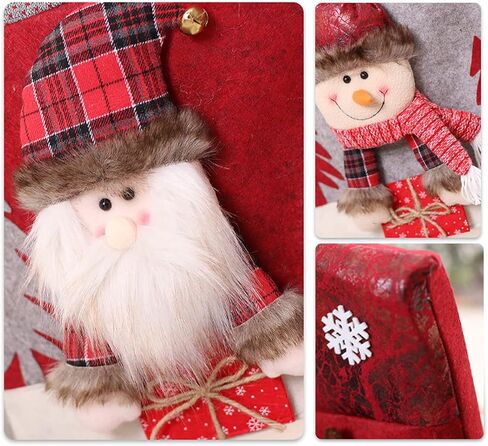 Christmas Chair Back Cover Set of 6 Santa Claus Snowman Elk Chair Covers Dining Chair Slipcovers for Kitchen Holiday Festival Party Home Decor in Saudi Arabia