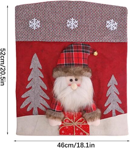 Christmas Chair Back Cover Set of 6 Santa Claus Snowman Elk Chair Covers Dining Chair Slipcovers for Kitchen Holiday Festival Party Home Decor in Saudi Arabia