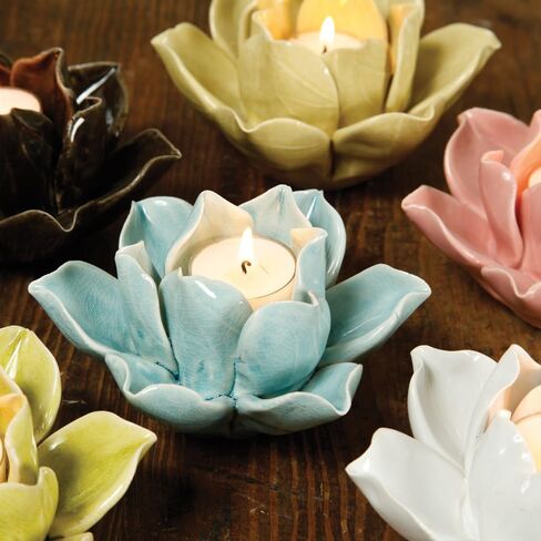 HomArt 7637-14 Lotus Tea Light Holder, Teal in Kuwait