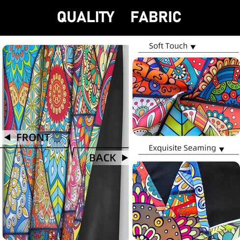 Bohemian 100% Blackout Curtains for Bedroom 63 inch Length 2 Panels Set Boho Colorful Mandala Thermal Insulated Room Darkening Window Drapes Patterned Black Out Curtains for Living Room, 52Wx63L in Saudi Arabia