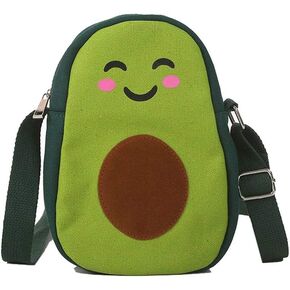 Fruit Avocado Shape Design Novelty Girls Purse Canvas Crossbody Bag Chic Shoulder Bag for Women